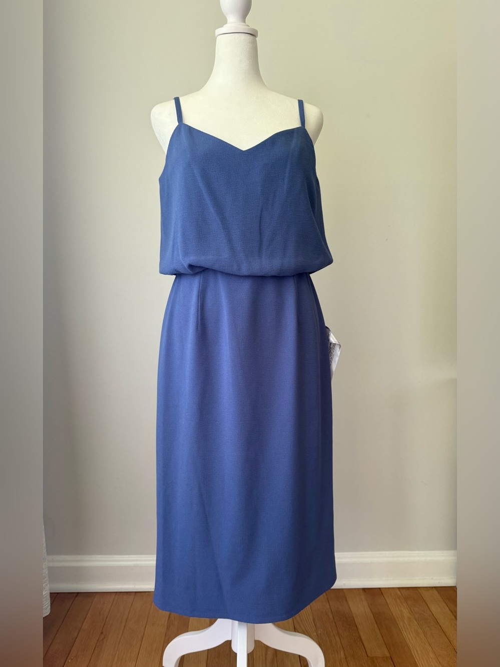 Dress the Population Blue Sleeveless Blouson Midi Dress